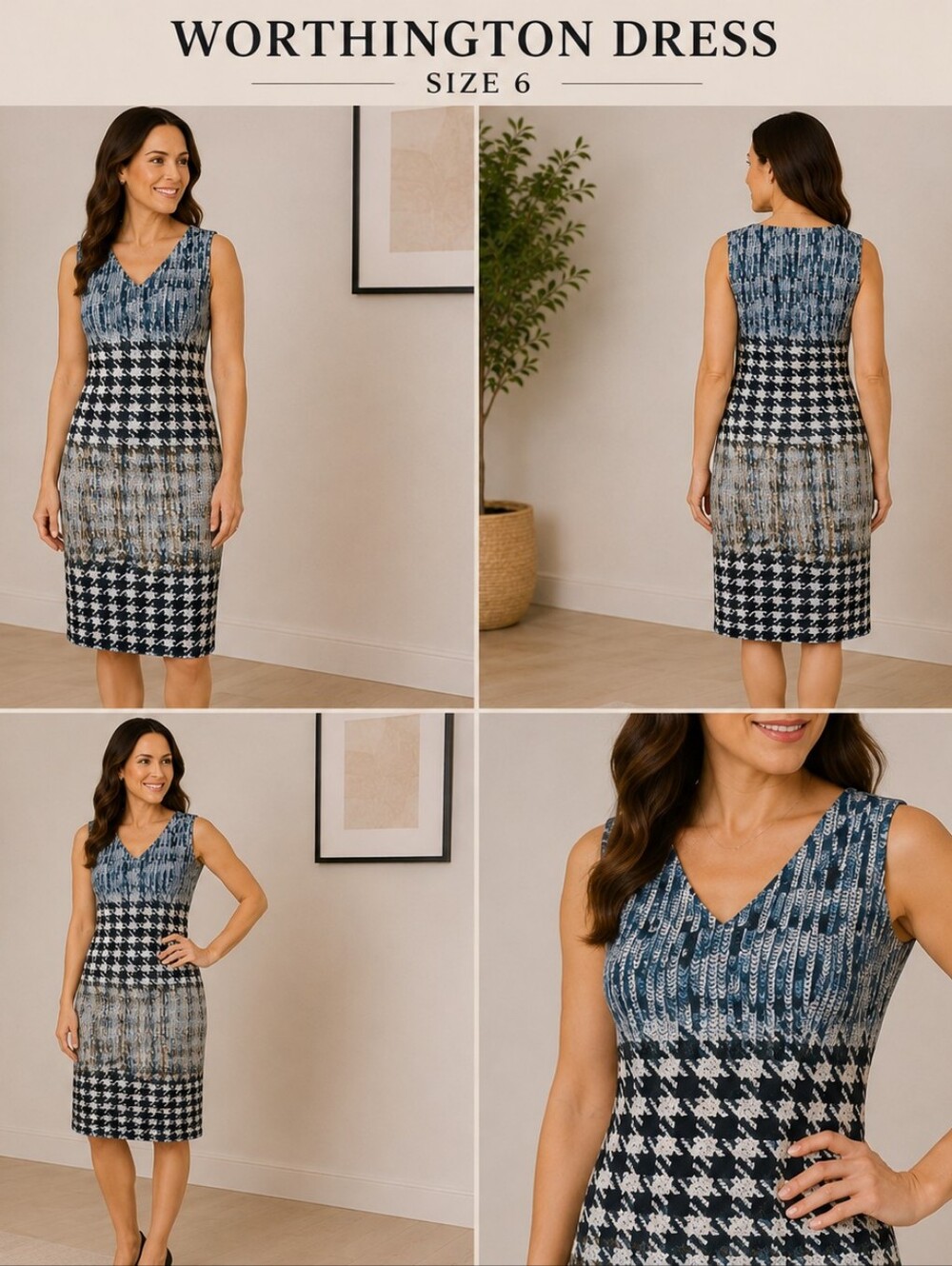 ✨ Worthington Blue & Black Printed Sleeveless Dress | Size 6 ✨